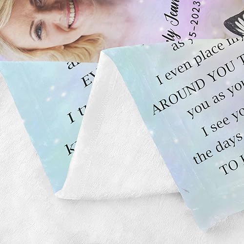 Miniatura 4 de Manta conmemorativa personalizada con fotos por la pérdida de mamá, papá, hijo, hija, regalo de memoria personalizado de seres queridos fallecidos