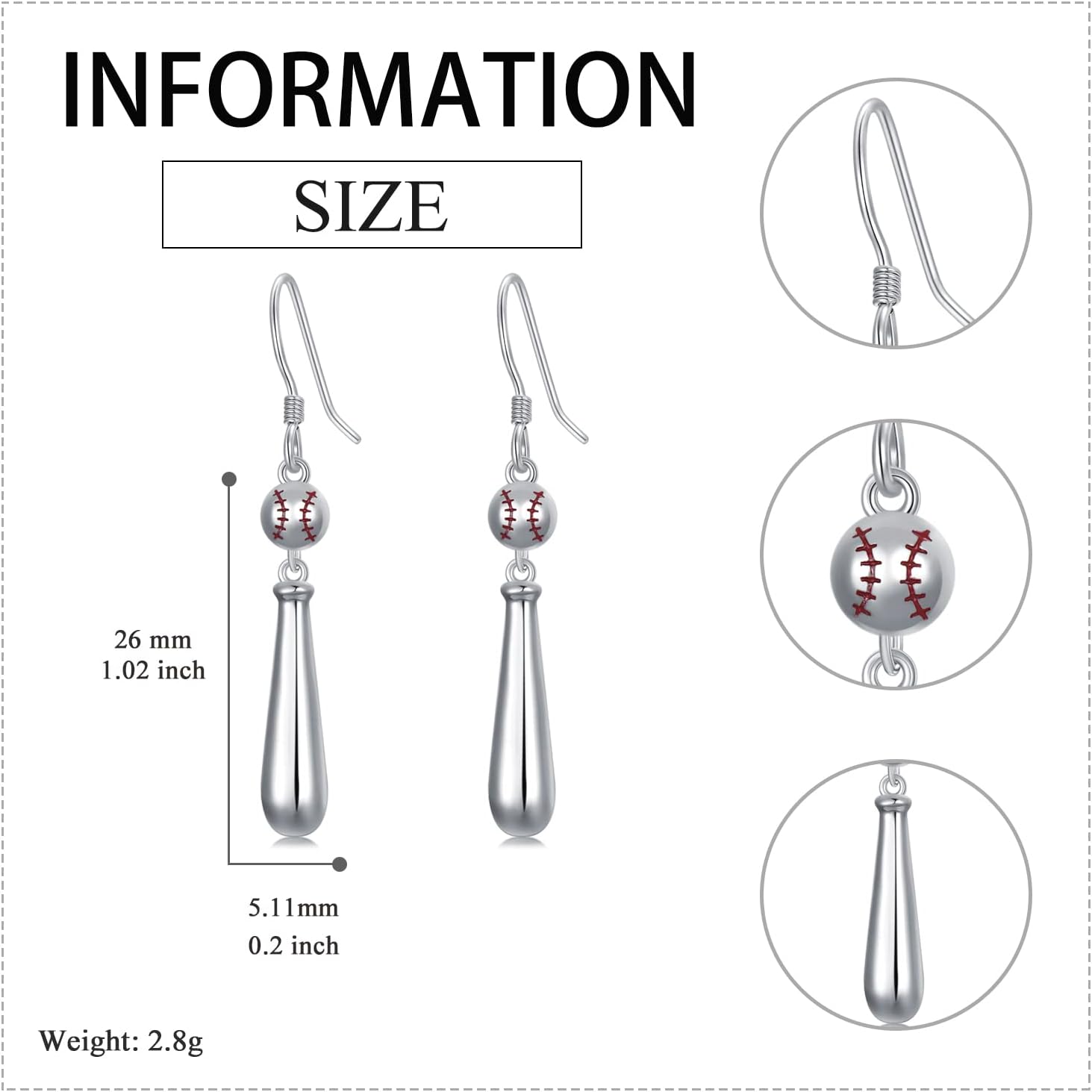 YFN Baseball Earrings Sterling Silver Football Dangle Earrings Sport Jewelry for Women Gifts for Baseball Players Football Players