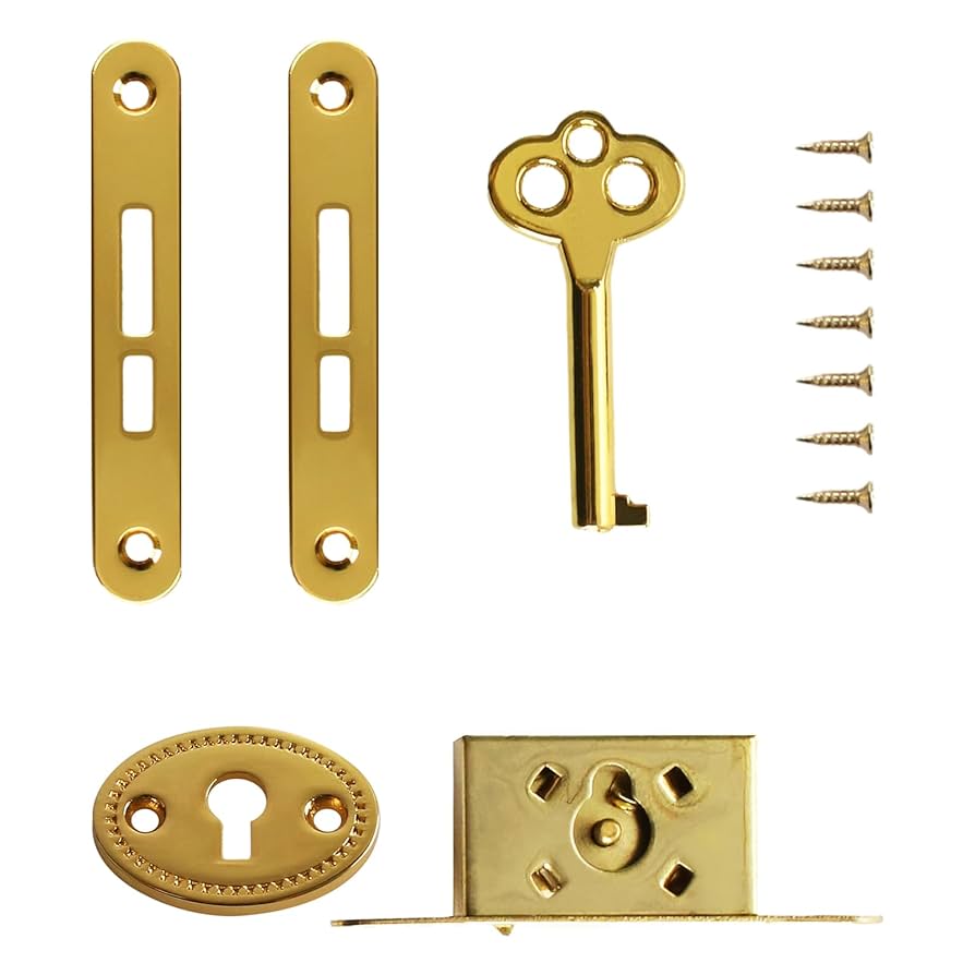 マンティコア・ロック・ボックス Full Mortise Antique Gold Plated Jewelry Box Lock with Key