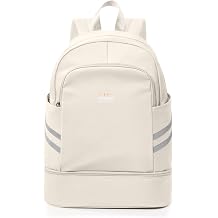 coofay Gym Backpack For Women, Gym Bag with Shoe Compartment | Waterproof Sports Backpack with Wet Pocket, Cheer Bag, Lightweight Travel Backpack for Dance, Volleyball & Swim, Beige