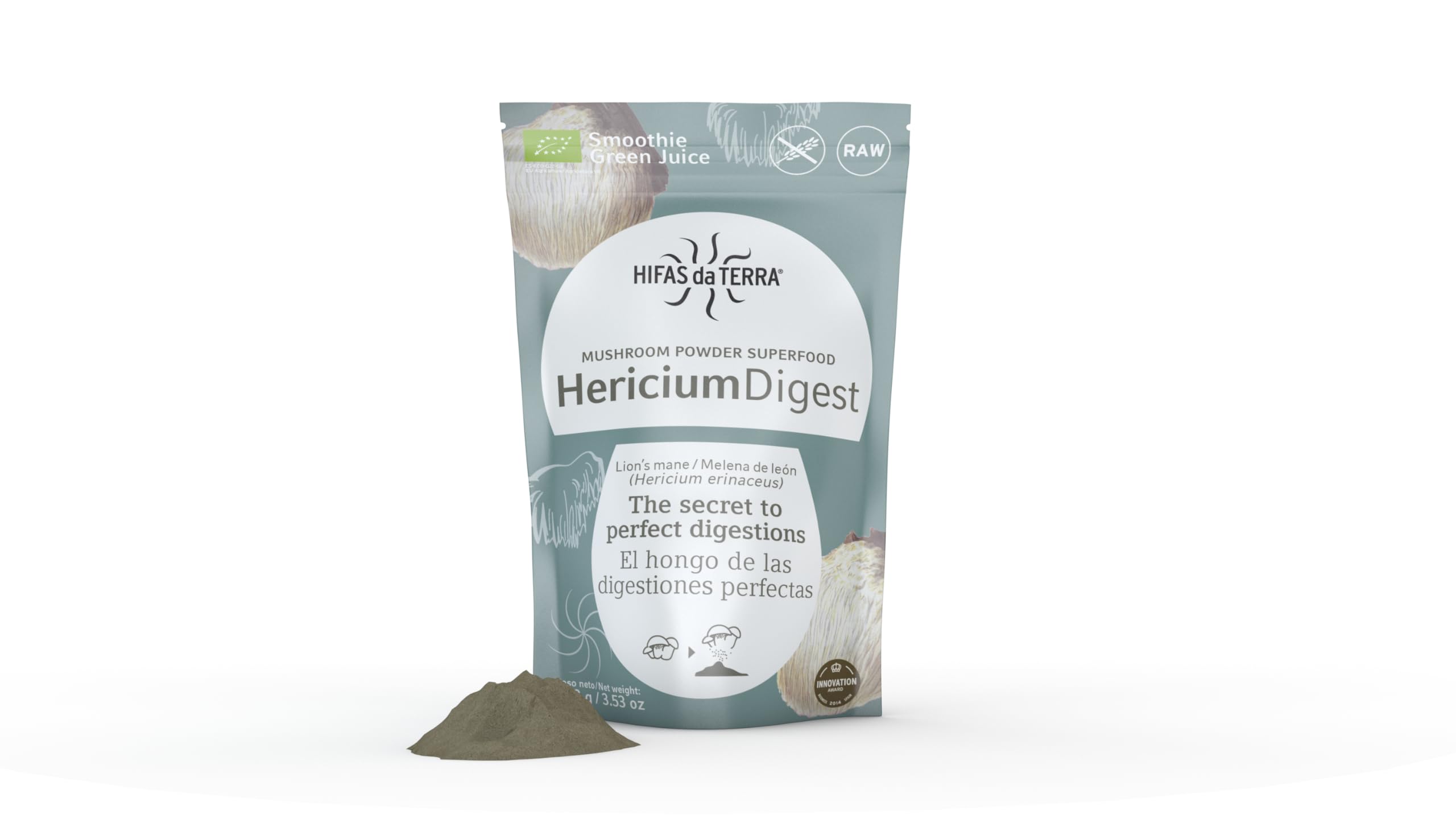 HIFAS DA TERRA - Hericium Digest 100% Polvo de Melena de León - Superfood Polvo de Hongos - 100 g