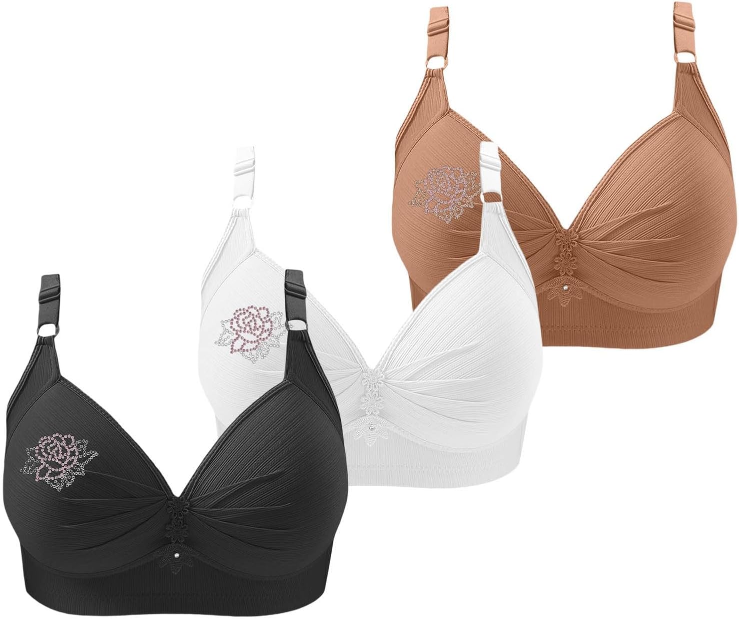 3er Pack BHS Damen Wirefree BH - Bügelloser Push Up BH Für Großen Bust