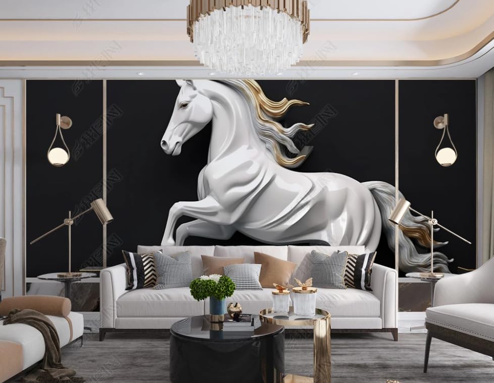 Papier peint intissé cheval pour salon et chambre : poster géant mural 300x210 cm