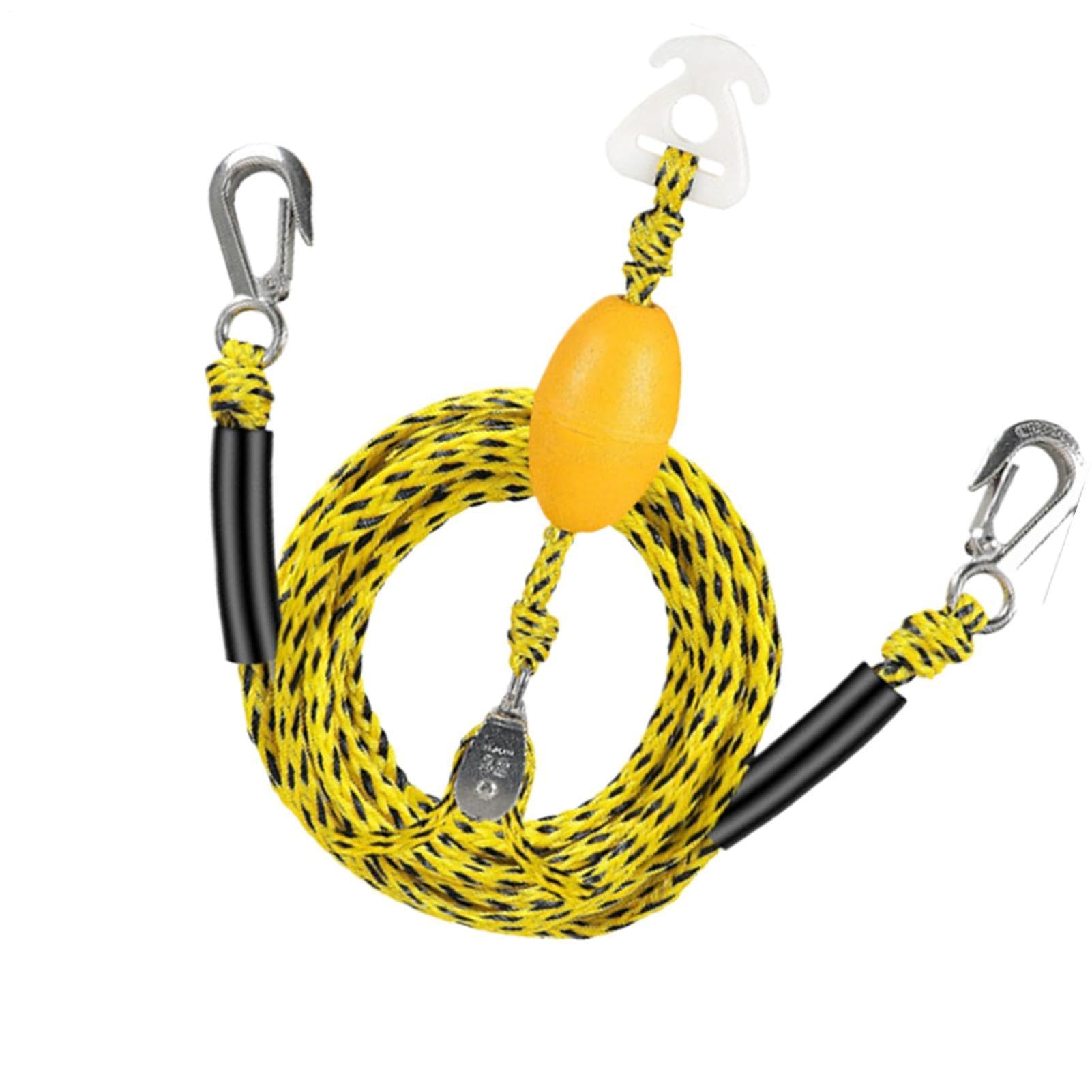 Abschleppseil für Boot | unterstützt bis zu 4 Benutzer, Klimmzugbefestigung, mit Haken und 360° drehbarer Riemenscheibe, Gurt, Abschleppgurt, Boot – für Wassersport, Kajak, Surfen, Pool, Fluss