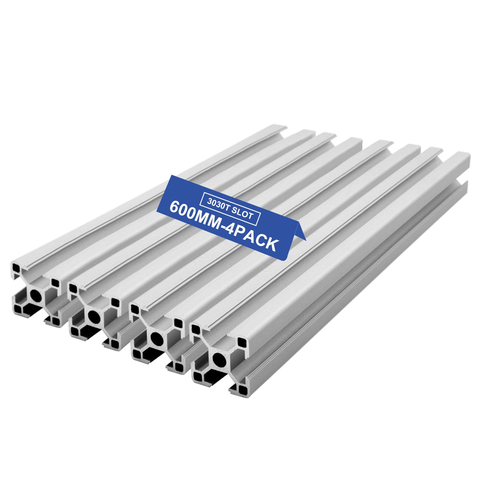 Seekliny 3030 Aluminum Extrusion T-Slot 600mm Silver 4 Pack European Standard 30x30 Extruded Aluminum T-Slotted 30 Series Aluminum Profile