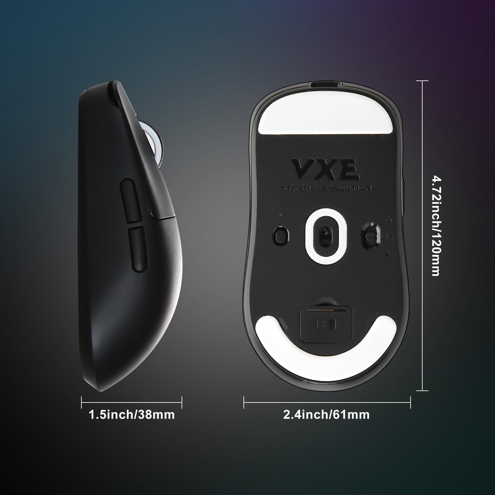 R1 SE+ - Ratón para juegos, 18000 DPI, sensor PAW3395SE de alta precisión, ligero de 55 g, tres modos de conexión, mouse ergonómico programable adecuado para portátiles/PC/Mac (negro)
