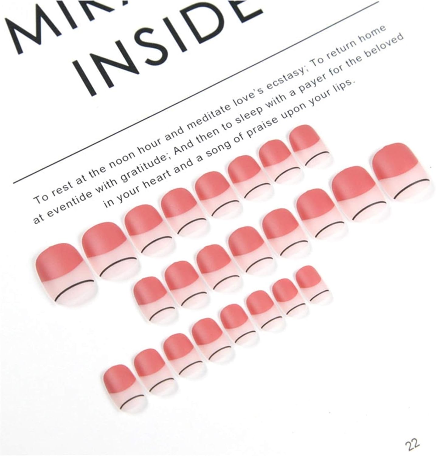 DANSHILONG Nail-Design Cute Clear Design Nail Tips Short Kids Pink False Nails Black Stripe Fake Nails with Glue Fake Nails Press On : Beauty & Personal Care