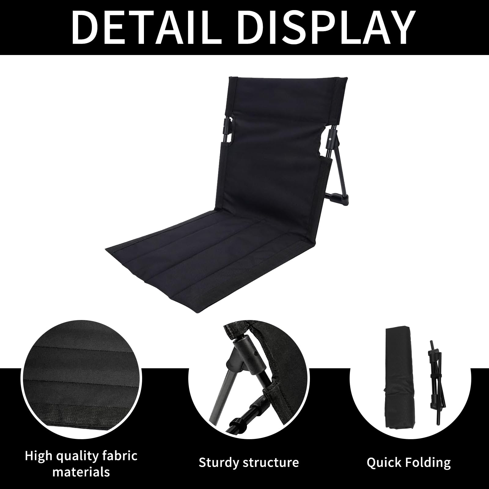 Campingstuhl Faltbar,Strandstuhl Klappbar 38x39.5CM,Bodenstuhl mit Rückenstütze,Sitzunterlage Outdoor,Bodenstuhl Gefaltetes Sitzkissen,Strandkorb mit Rückenlehne,für Picknick Angeln Wandern Camping