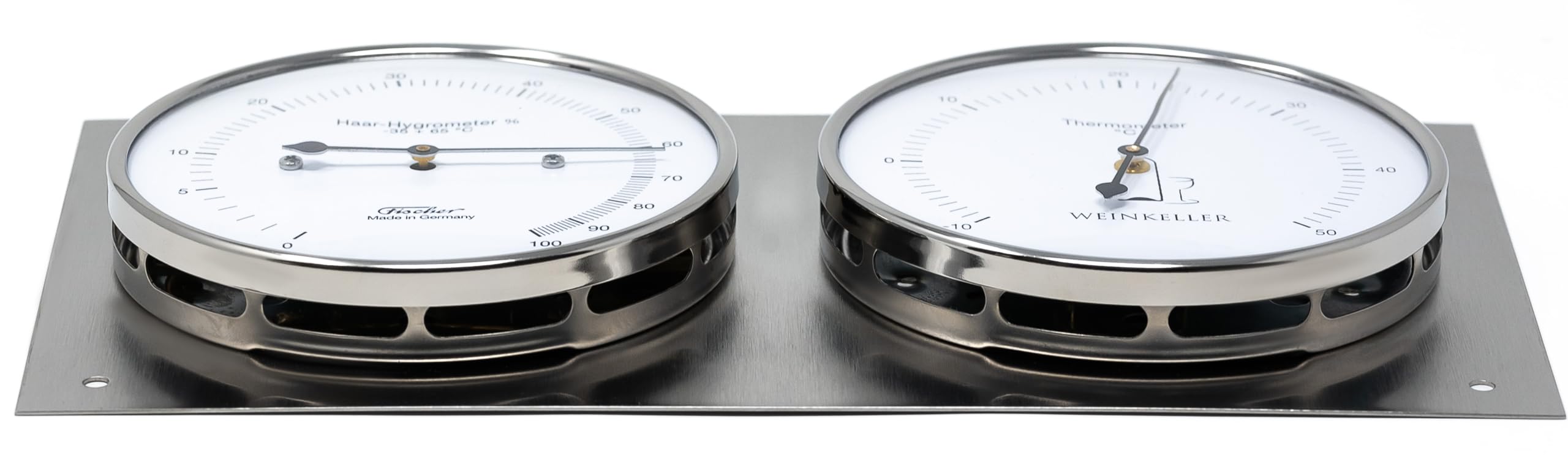 Fischer Cantina Hygrothermometer, in Acciaio Inox