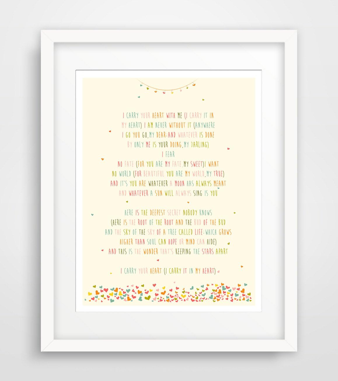 ee cummings "i carry your heart with me" pink (11x14)