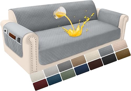 Miniatura 66 de Funda de terciopelo 100 % impermeable para perros, funda de sofá lavable para sofá de 3 plazas, juego de fundas acolchadas y antideslizantes con