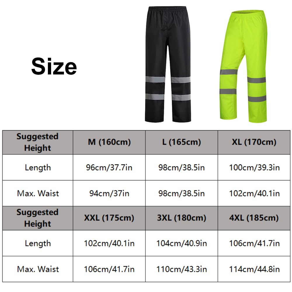 Pantaloni da lavoro di sicurezza ad alta visibilità, impermeabili, per uomini e donne, ad alta visibilità, con fascia riflettente