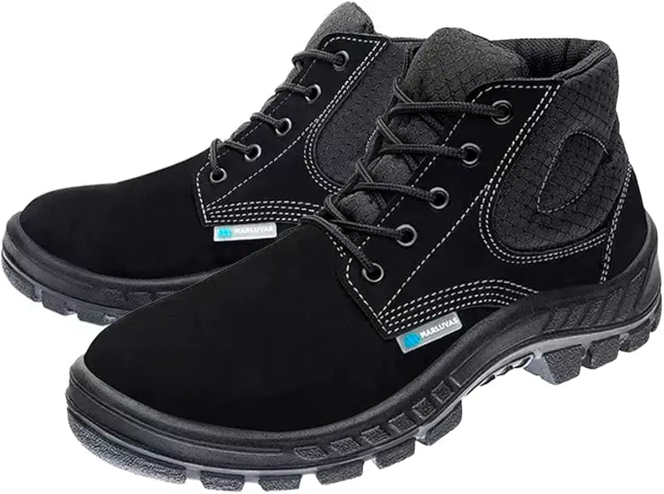 Bota Segurança Epi Marluvas Botina Nobuck Bico Pvc 50b26 Cb (Preto, BR, Adulto, Numérico, 45)