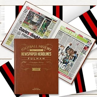 Signature gifts Libro de historia de periódicos de fútbol inglés, tapa dura, regalo de recuerdo para fanáticos del fútbol del Reino Unido (Fulham)