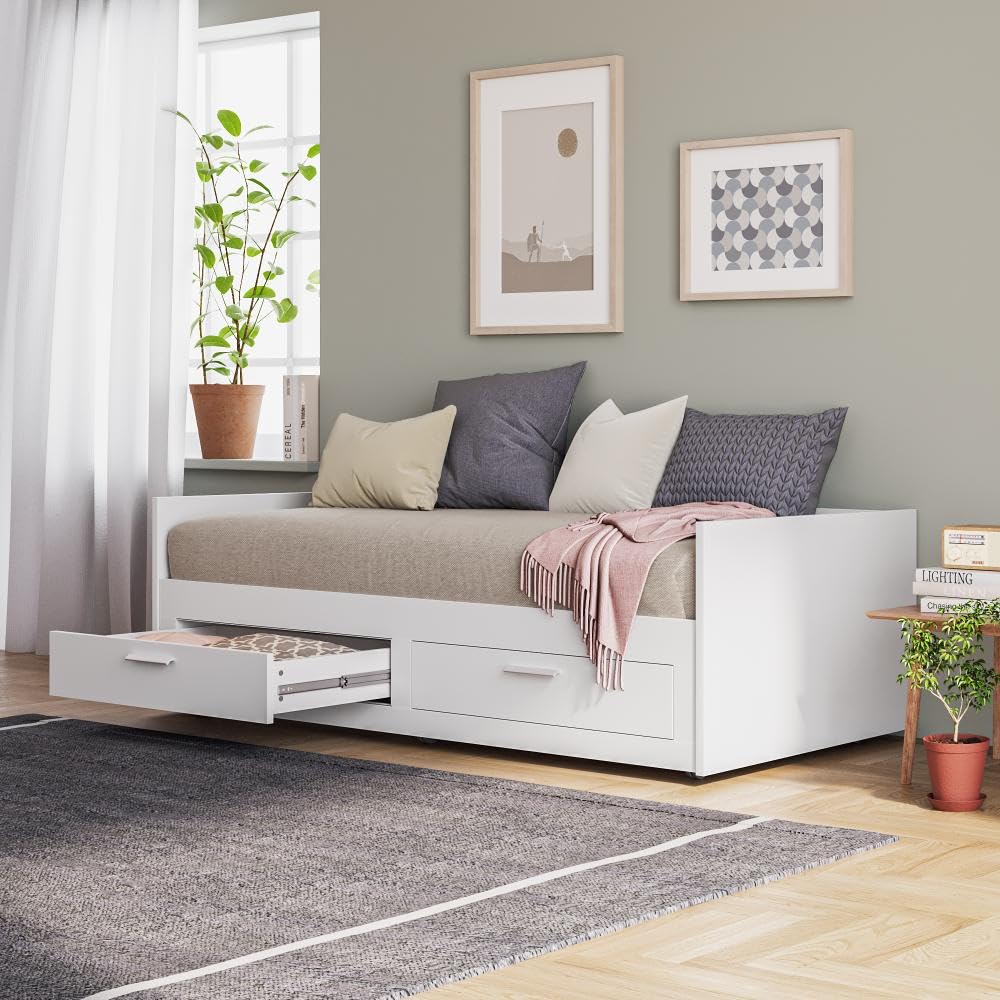 Wakefit Bed | Single (78x30) Engineered Wood Bed with Storage, 1 Year Warranty - Norma - Frosty White