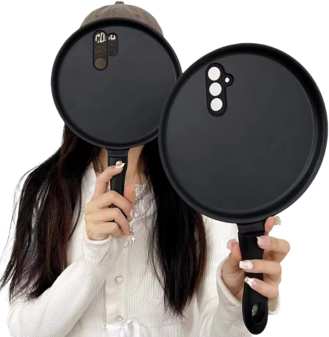 For iPhone 17 Pro Max Frying Pan Phone Case, Funny Creative Pan,TPU Fashion Trend Bumper Protective Cover (Black)