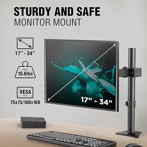 Miniatura 2 de ELG Soporte de escritorio giratorio de movimiento completo para monitor de hasta 34 pulgadas, posición de altura de brazo ajustable, soporte para