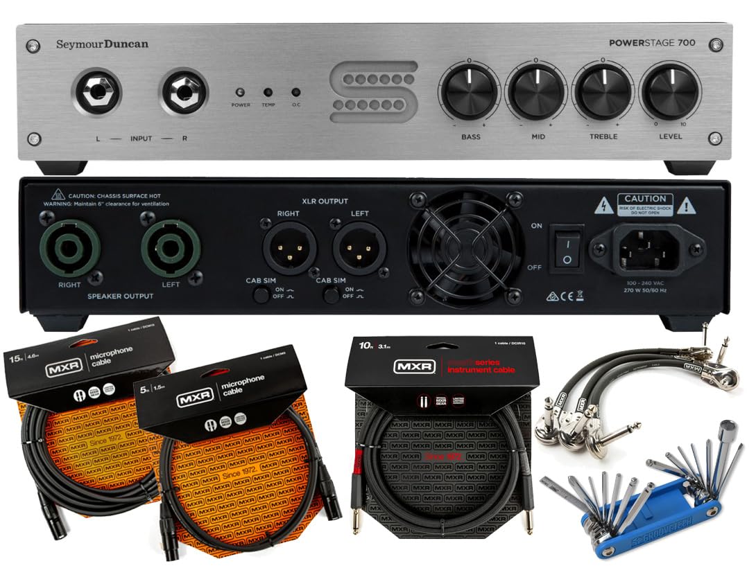 Seymour Duncan PowerStage 700 Watt Guitar Amp Head Solid-State Power Amplifier Tonebird Bundle with Multi-Tool, MXR Patch, Instrument and XLR Cables 11901-001