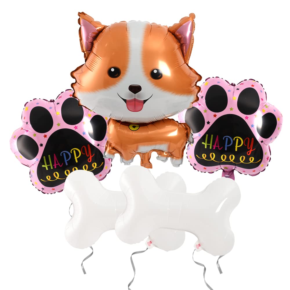 HAIOPS Dog Balloons Paw Print Bone Shape Foil Balloons for Puppy Birthday Pet Dog Party Supplies