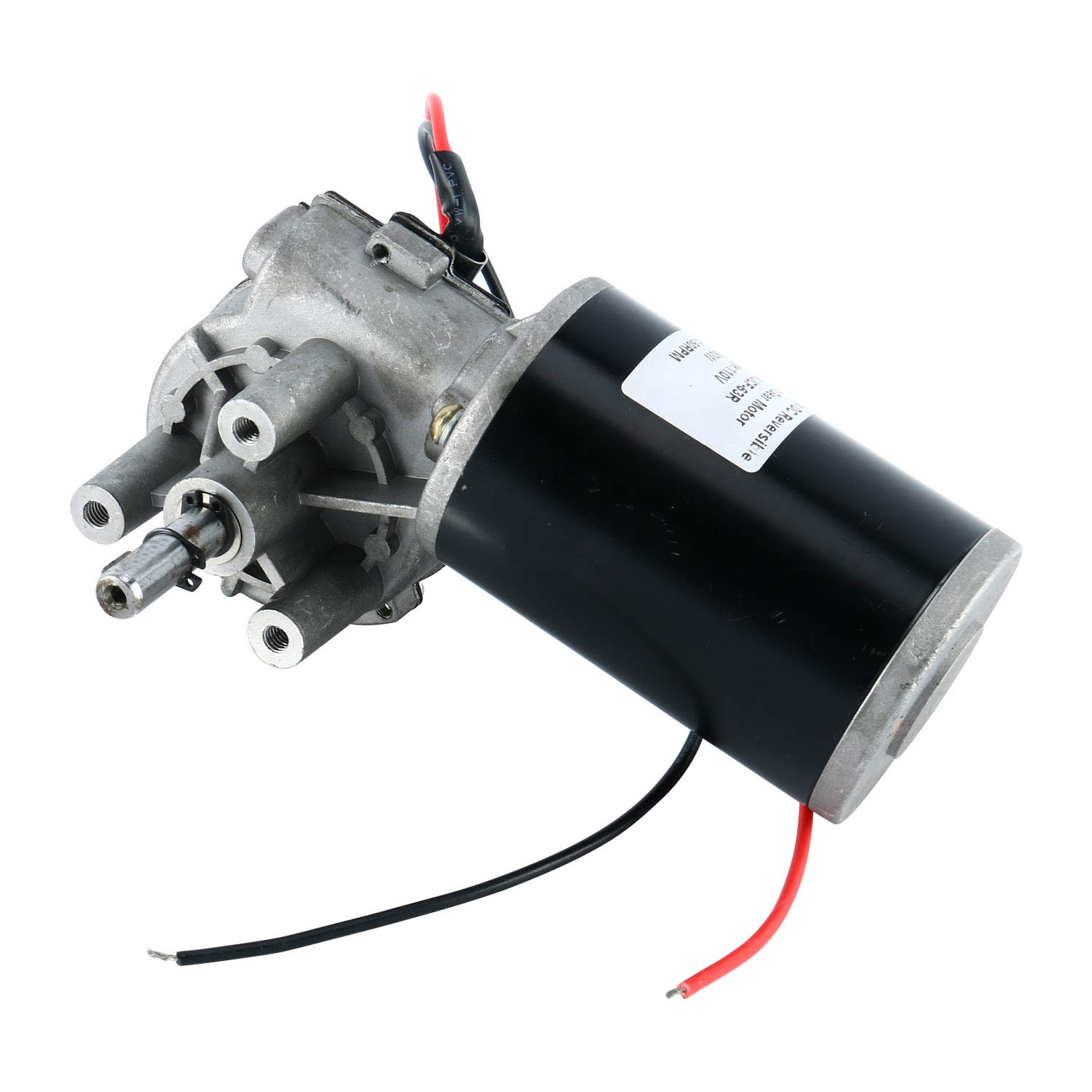 YaeTek DC 110V 60RPM 80W Reversible Worm Gear Motor High Torque Speed Reducing Electric Gearbox Motor-JCF63R