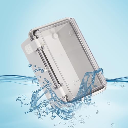 Vista 5 de Caja de conexiones ABS de 5.906 x 3.937 x 2.756 in con cierre de plástico transparente con bisagras, carcasa impermeable IP67 con soporte de pared