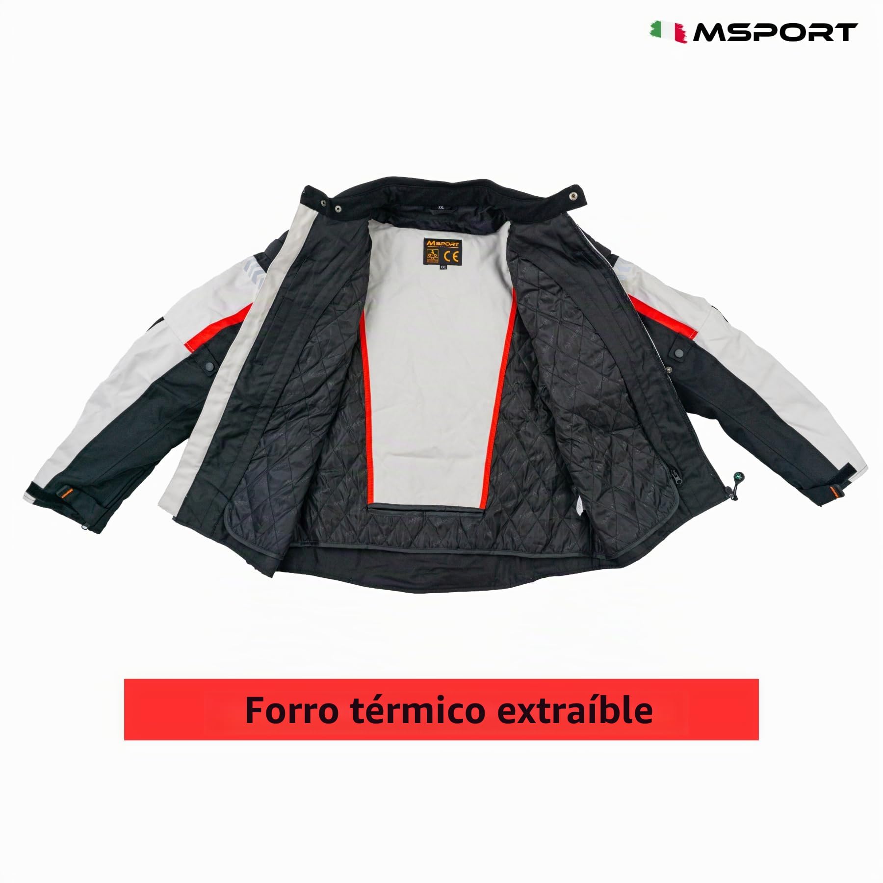 Msport Chaqueta de moto para hombre 4 estaciones, impermeable y cortavientos, con forro térmico desmontable y protecciones CE integradas