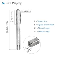 Vista 2 de Tapones de fresado de rosca, rosca UNC 5/16-18 2B, máquina de acero de alta velocidad, herramienta de roscado de tornillos de 3 flautas rectas