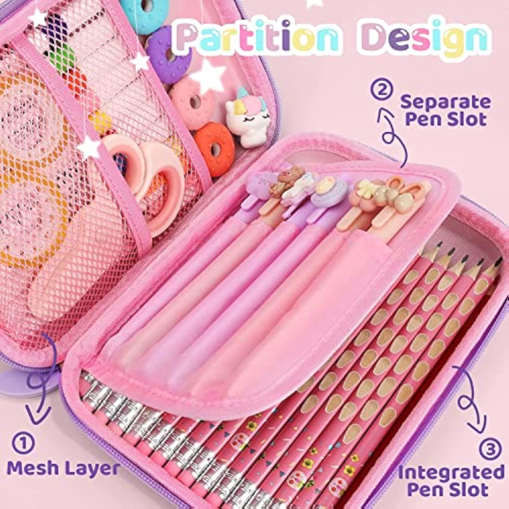 Unicorn Pencil Case for Girls, Multipurpose Zipper Bag