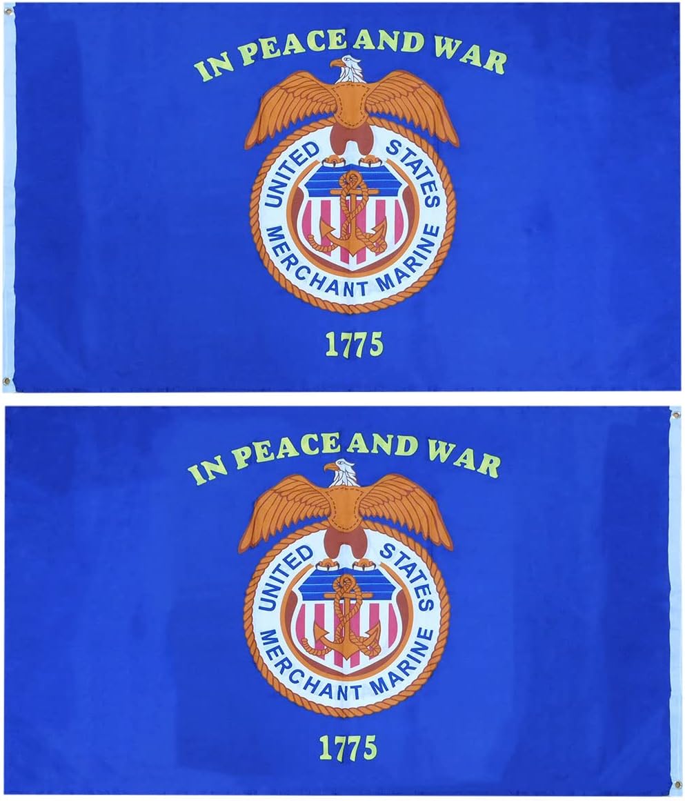 US Merchant Marine Premium Quality Heavy Duty 100D Double Sided Woven Poly Nylon Flag 3x5 3'x5' Flag Banner Grommets