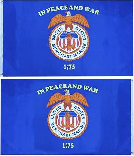 US Merchant Marine Premium Quality Heavy Duty 100D Double Sided Woven Poly Nylon Flag 3x5 3'x5' Flag Banner Grommets