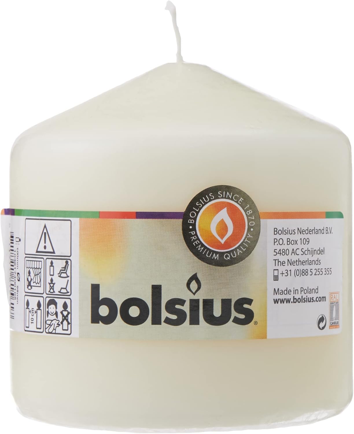 Bolsius Pillar Candle Regular, Ivory 100 mm Width