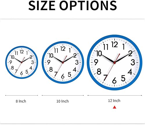 Miniatura 253 de AKCISOT Reloj de pared silencioso sin tictac, moderno, funciona con pilas, 10 pulgadas, analógico, pequeño, clásico, decorativo, para dormitorio