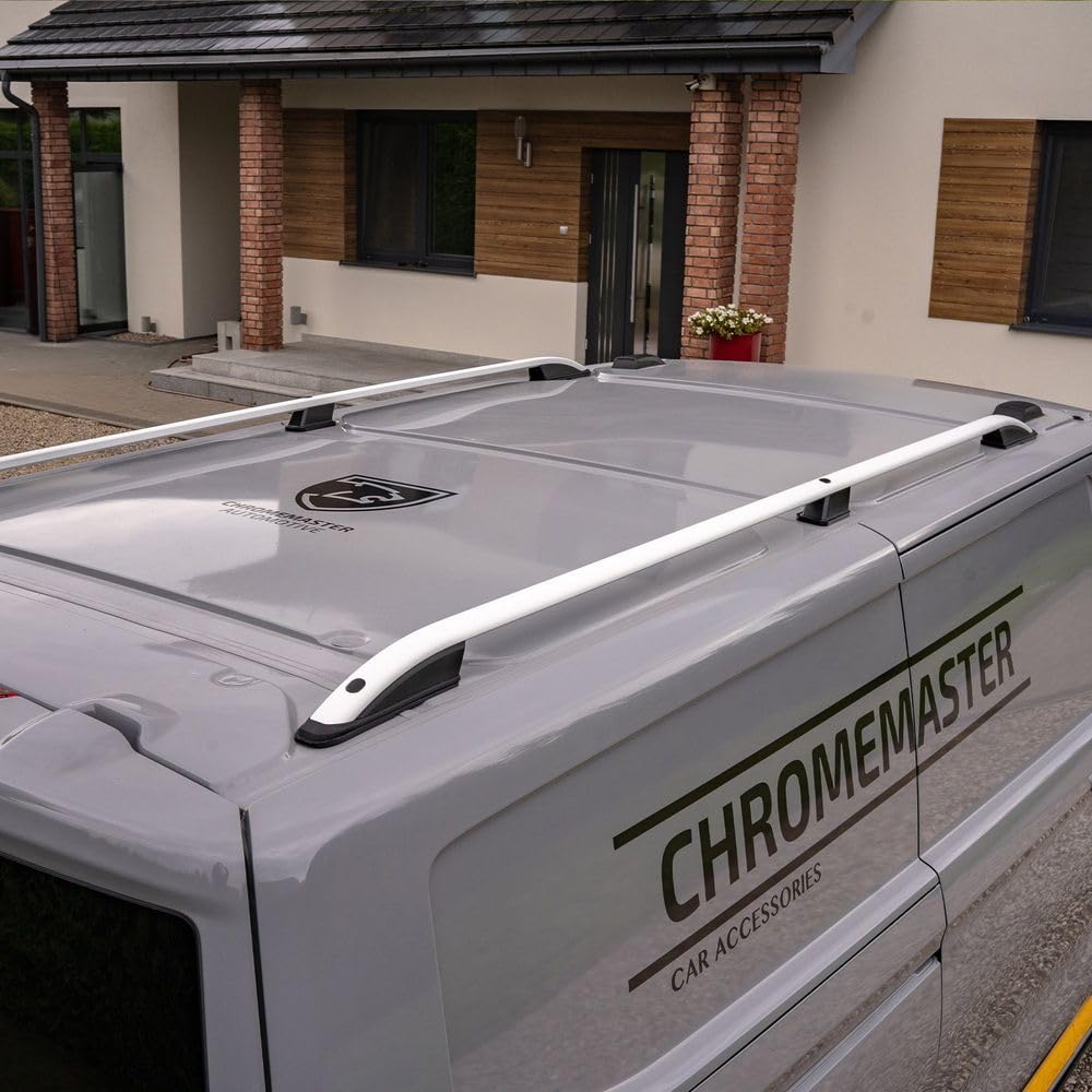 CHROMEMASTER | Barras Portaequipajes, Rieles de Techo Compatible con Caddy L1 | SWB Corto 2020+; Se Utilizan para el Montaje de Portaequipajes de Techo, Cajas de Techo o Portabicicletas; Aluminio