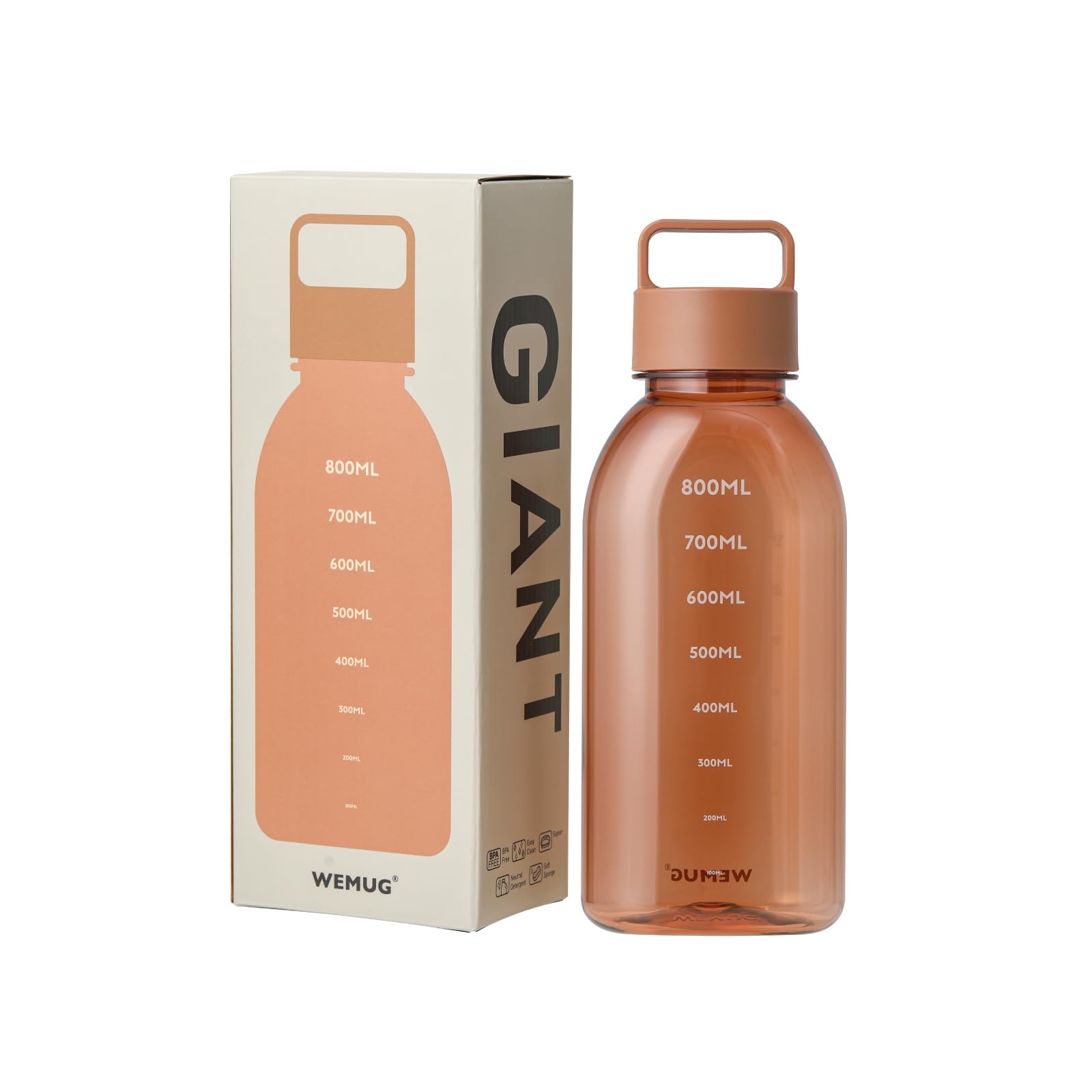 Wemug Amber 1000Ml Water Bottle – Simple 3-Part Design, Easy To Clean, Leak Proof, Bpa Free, Giant,