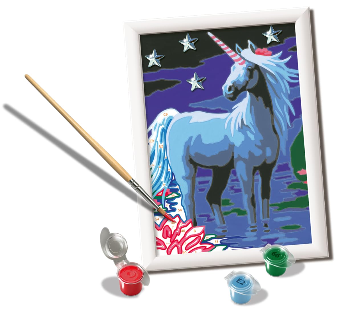 Ravensburger CreArt E: Caballo – Pintura Por Números Para Niños 9 Años, Incluye Lienzo, Pinturas Acrílicas, Pincel Y Marco, Manualidad Completa Y Educativa