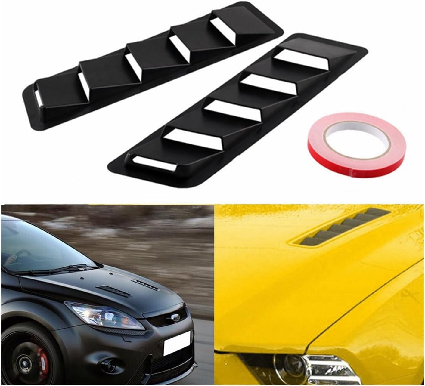 2x Car Bonnet Hood Vents Universal Compatible With Honda Compatible with Civic Compatible with Accord Compatible With TOYOTA Corolla Camry Air Flow Intake Scoop Vent Hood Cover(Matte Black)