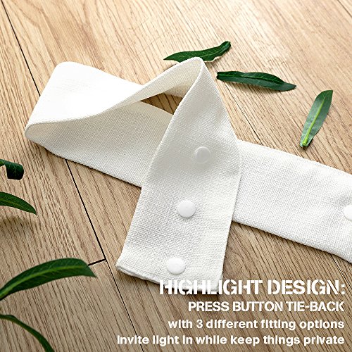 Jinchan French Door Curtains White 40 Inch Privacy Textured Rod Pocket Drapes For Living Room Tieback Included Casual Weave One Panel #TOP1