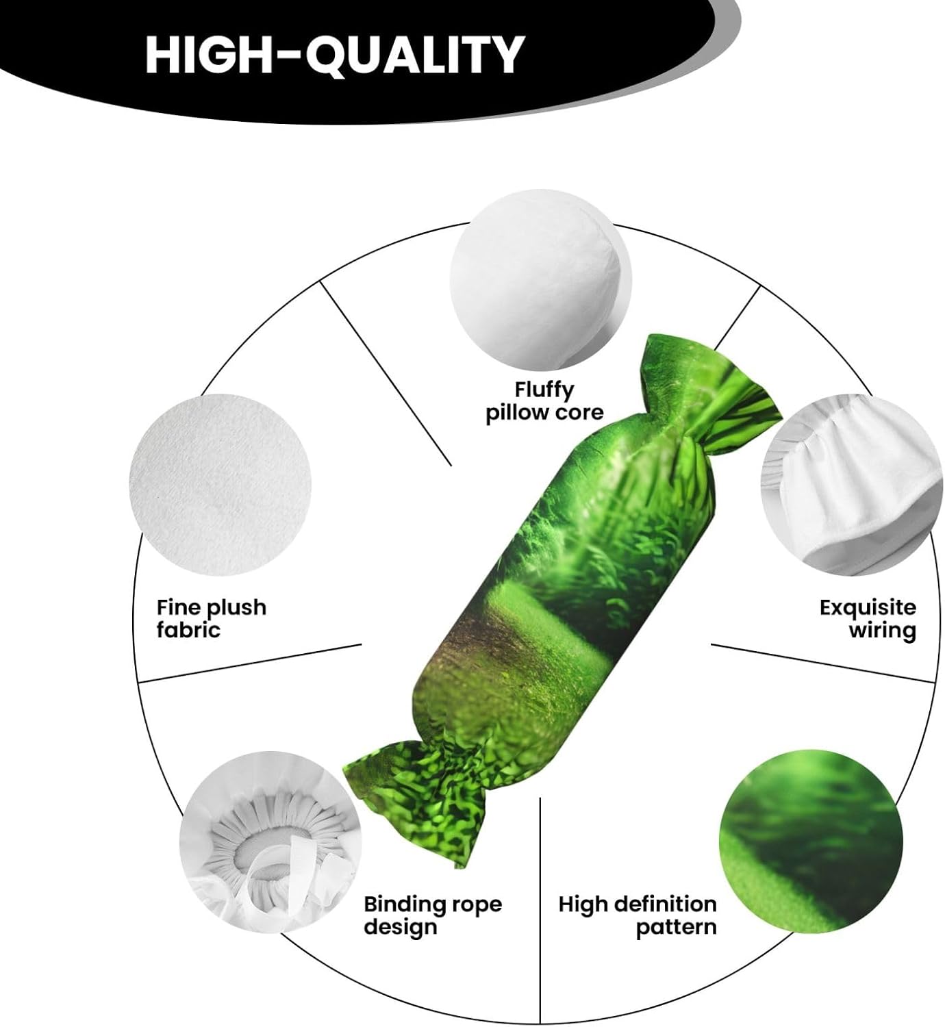 Green Nature Print Candy Cylindrical Pillow Round Bolster Pillows Versatile Use Decor Bedroom Travel