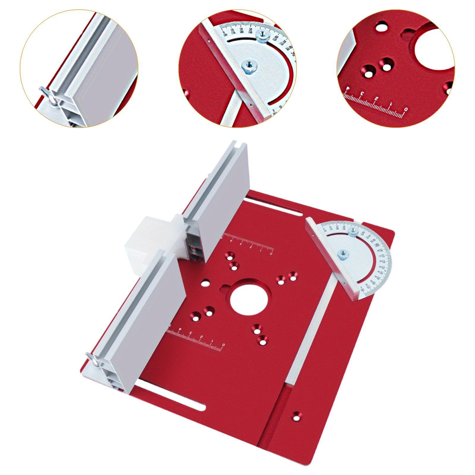 Router Mesa Insertar Placa de Aluminio Mesa de Carpintería Flip Board Guía de Cerca Resistente Y Adecuada para Trabajadores Entusiastas DIY Carpintero, Rojo