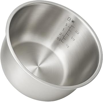 Rice Cooker Stainless Steel Inner Pot,Compatible For ZOJIRUSHI B362 B366 B257 B259 Pot Liner Accessories 316 Stainless Steel Zero Coating Replace inner potB259 stainless steel