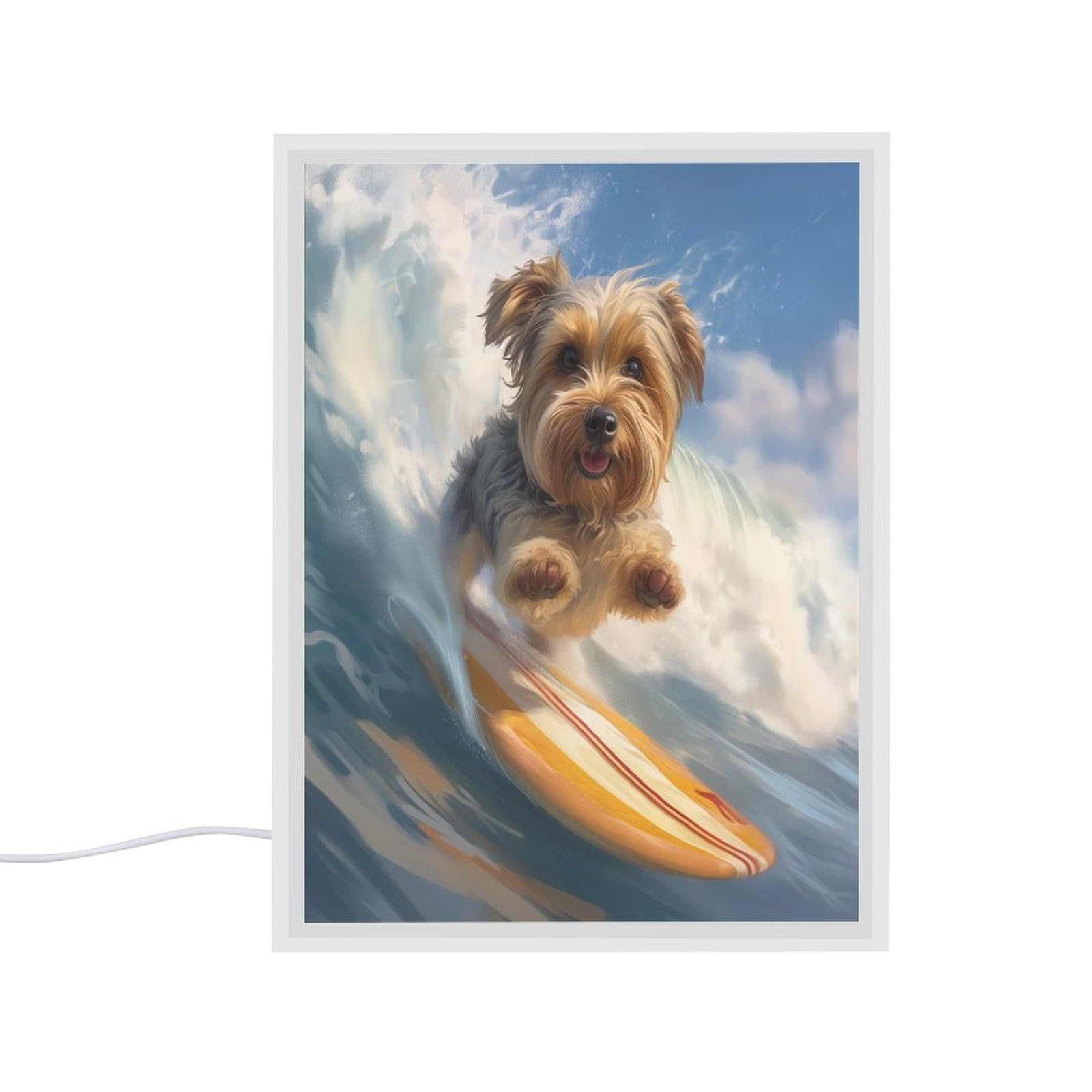 Lorolivier LED Mirror Nightlight Birthday Yorkshire Terrier Acrylic Night Light USB Tricolor Dimming Table Lamp Children Gift Mood Light Room Decor Button Switch