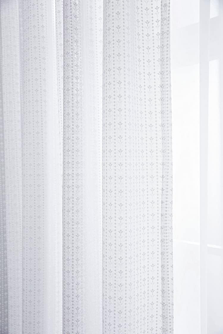 White Weaving Lace Small Plane Elegant Sheer Curtains Window Treatments Living Room Bedroom Balcony(1 Panel, W 100 x L 102 inch, White)