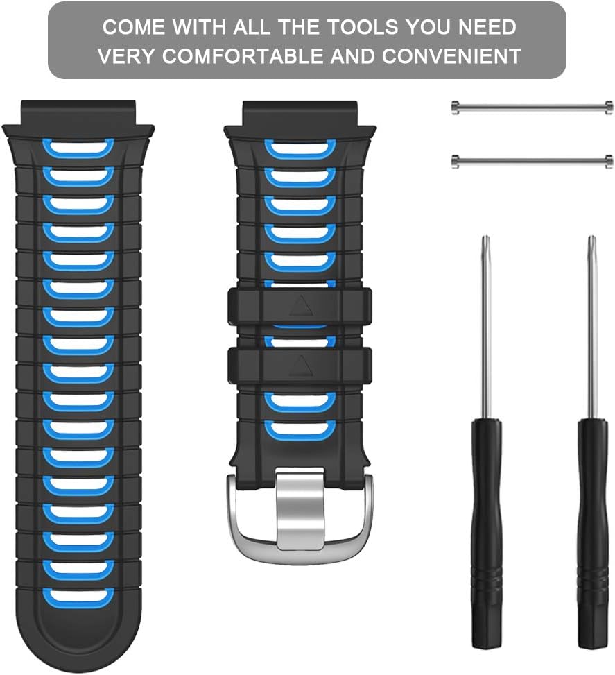NotoCity Compatible with Garmin Forerunner 920XT Band Soft Silicone Strap for 920XT Replacement Watch Band for Men Women Black-Blue