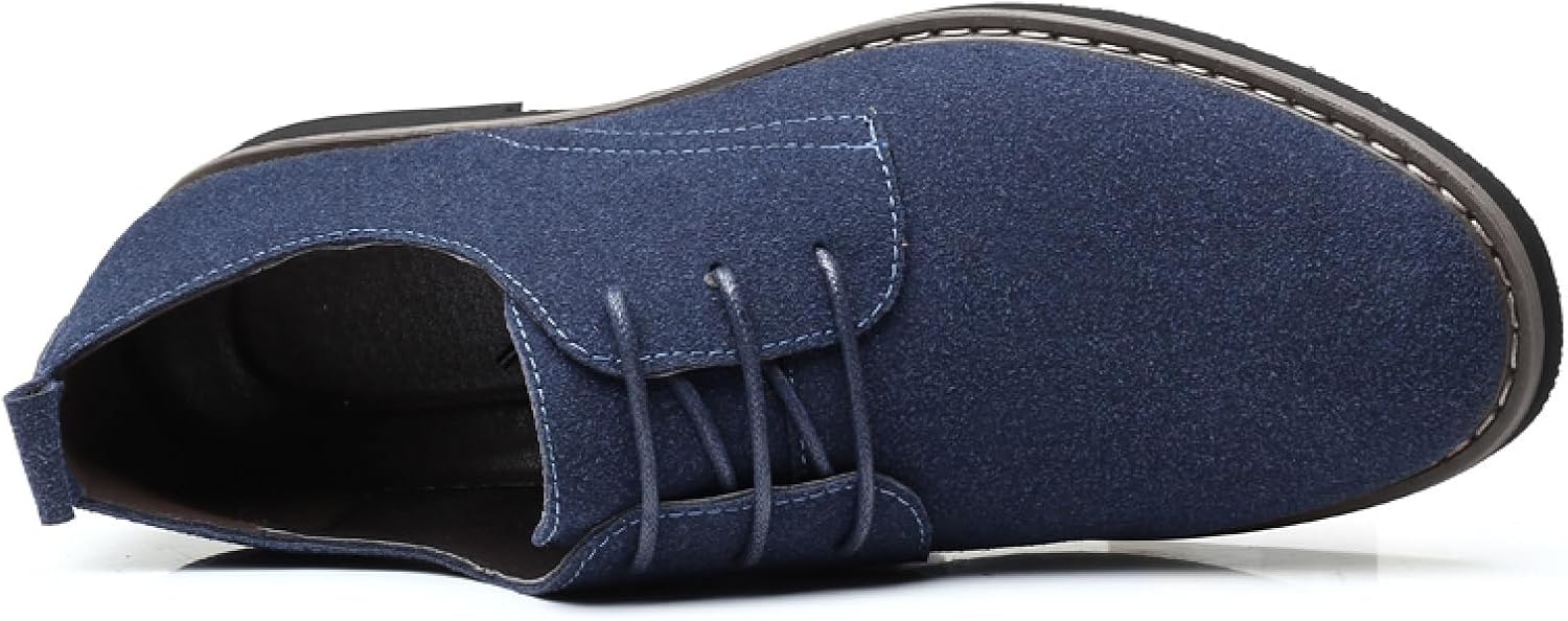 Mens Suede Leather Dress Shoes Casual Lace Up Oxfords Shoes - Image 6