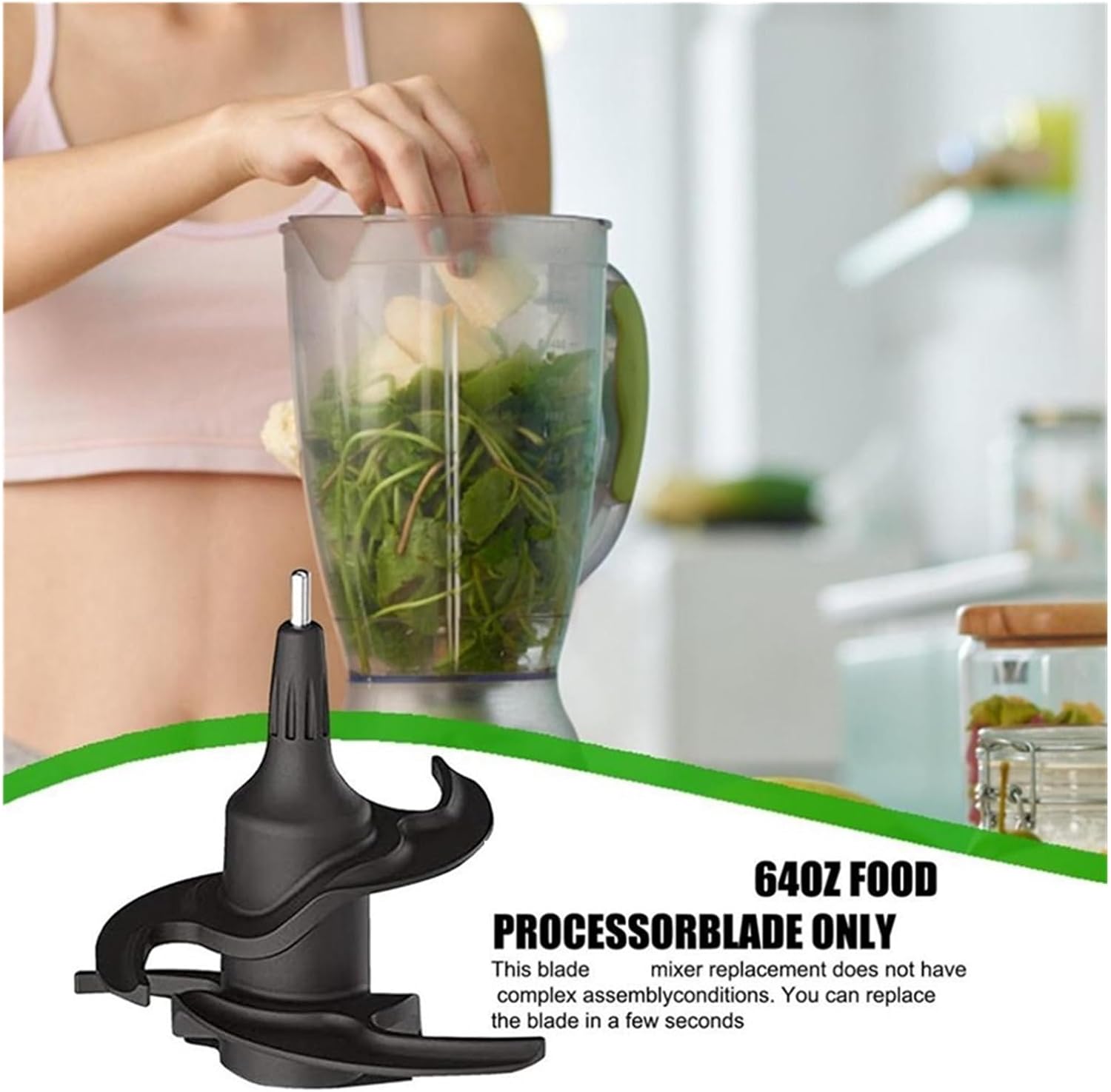 B01C-Blade Blender Blade，Compatible With Ninja，64Oz Processor Bowl Dough Blade BN601 Bl770mega BN801
