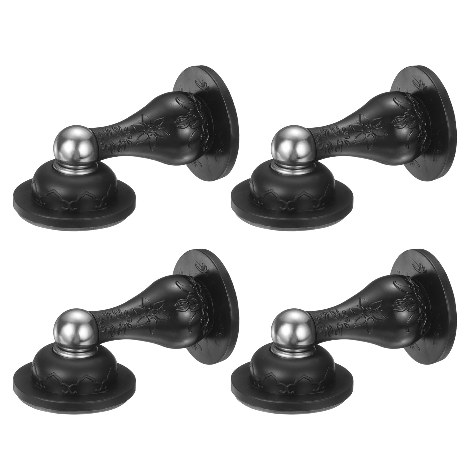 sourcing map 4Pcs 3.5" Magnetic Door Stopper, Soft Silicone Magnetic Doorstops for Wall and Floor Mounting, No Drilling Door Holder with Adhesive for RV Baggage Doors, Home, Office, Black