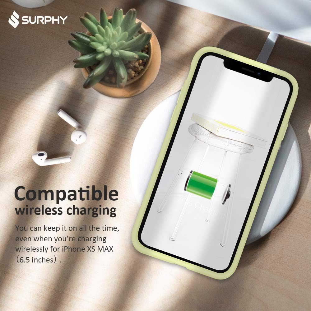 SURPHY Silicone Case Compatible with iPhone Xs MAX Case, Slim Soft Liquid Silicone Rubber Full Body Protection Phone Case Cover with Microfiber Lining for iPhone Xs MAX Case 6.5", Light Yellow