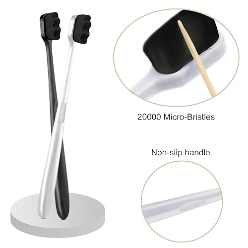 Miniatura 5 de Patelai 8 cepillos de dientes extra suaves Micro Nano con 20, 000 cerdas de carbón de bambú ultra suaves para adultos, encías sensibles, recesión de