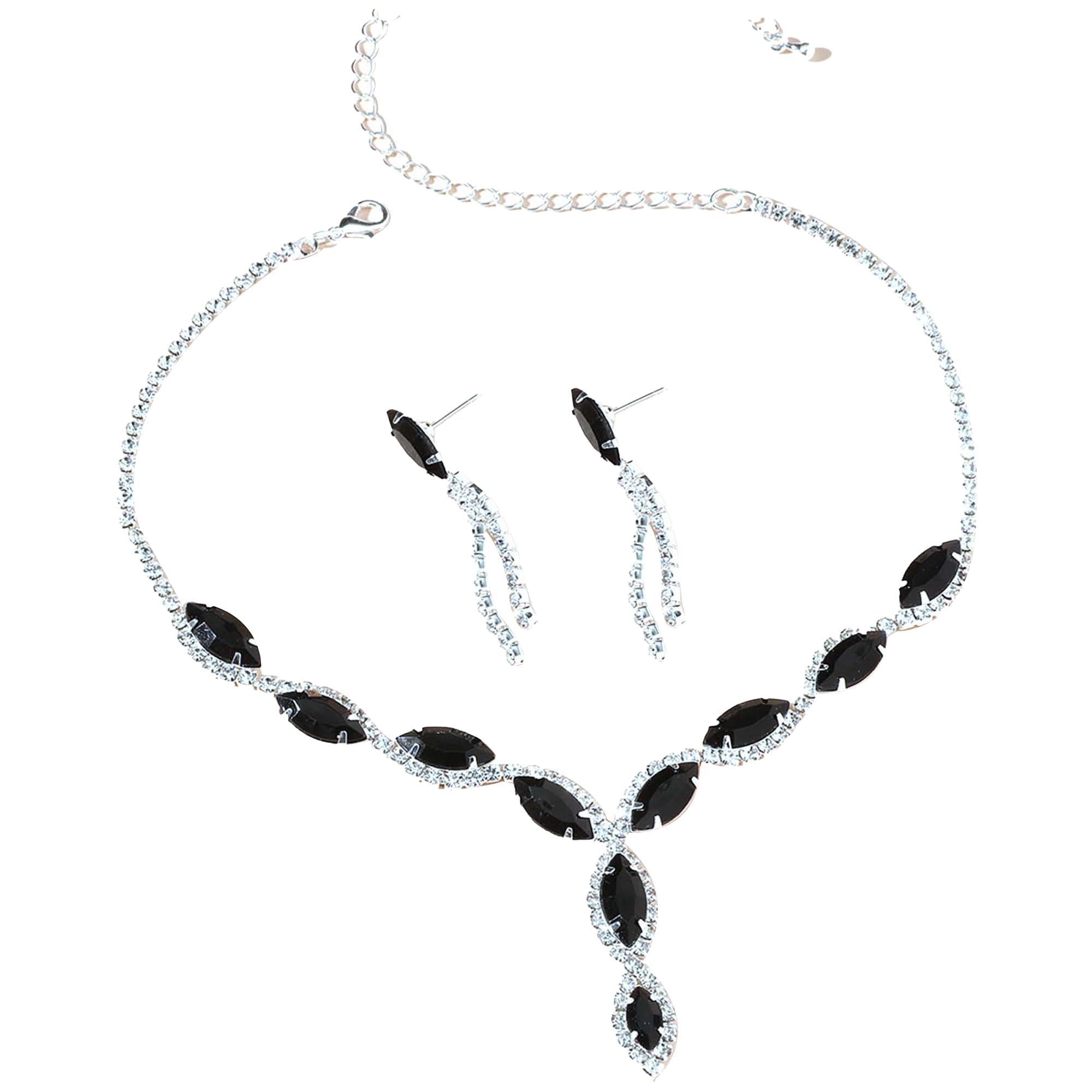 Bcenoilua Juegos de Joyas Mujer Cristal Lágrima Racimo Declaración Collar Colgante Pendientes Joyería Conjunto para Boda Novia Aniversario Navidad San Valentín Regalos