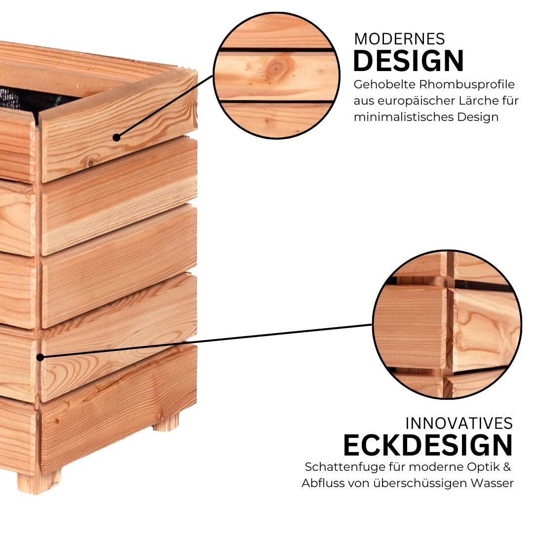 Mega Holz Pflanzkübel MODULO 120x30x39 cm (BxTxH) - wetterfester Blumenkasten aus heimischen Lärchenholz - Blumenkübel aus witterungsbeständiger Lärche für Garten, Terrasse und Balkon, Modular, Holz